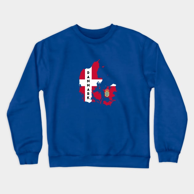 Denmark flag & map Crewneck Sweatshirt by Travellers